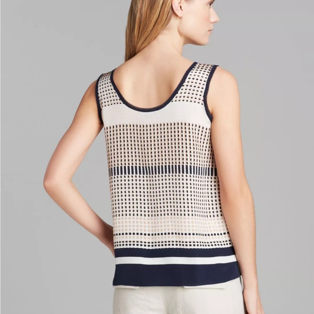 Vince Printed Silk Tank Top Dot Stripe Coastal Combo Size XS - Picture 8 of 14